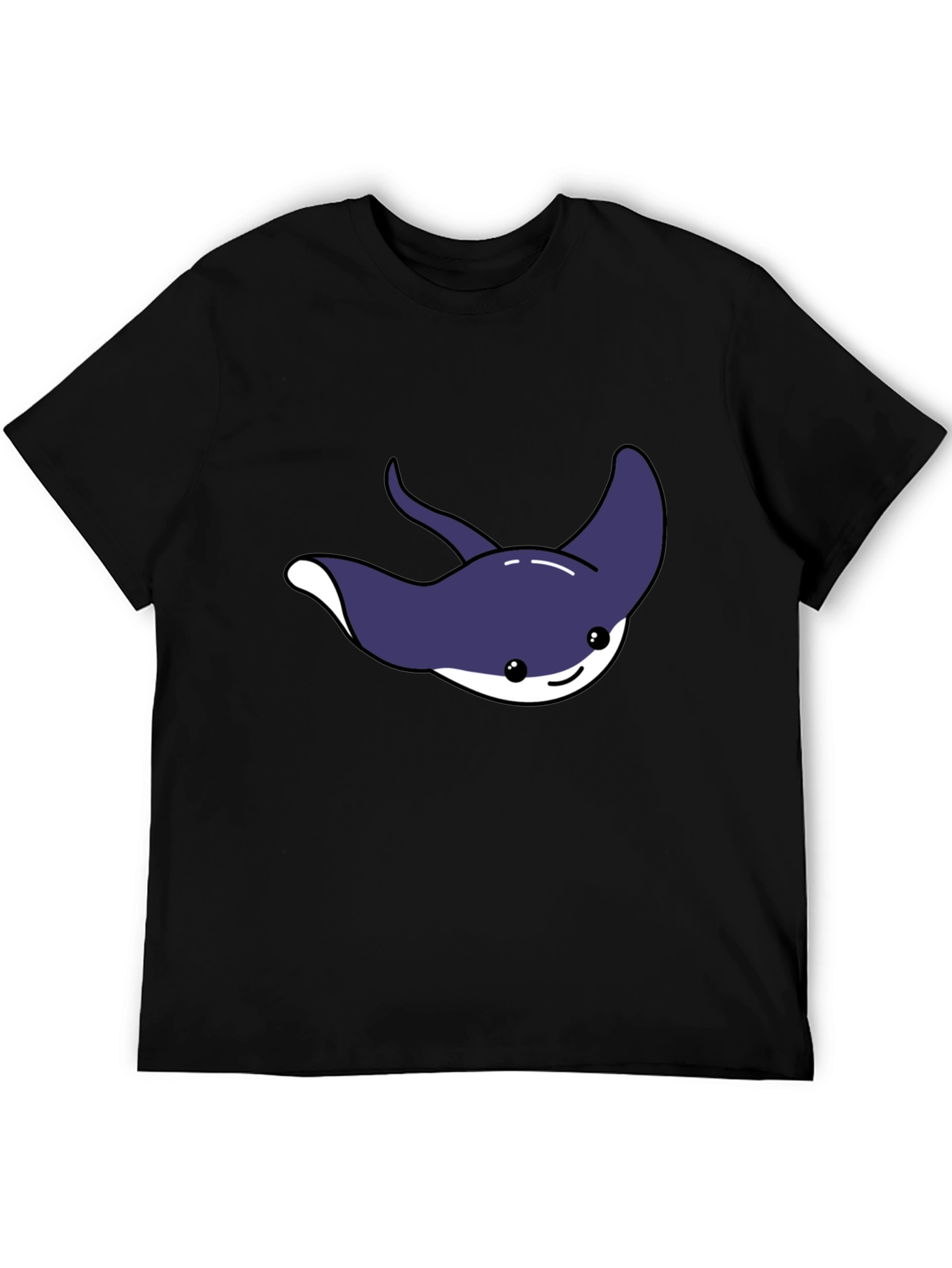 Black Cute Cartoon Stingray Graphic Tee view 5