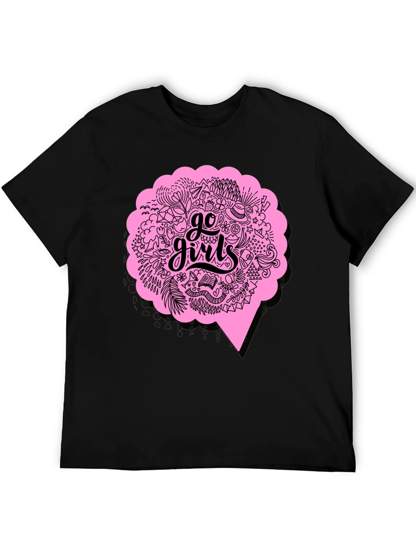 Black Go Girls Graphic Tee - Black Cotton T-Shirt view 5