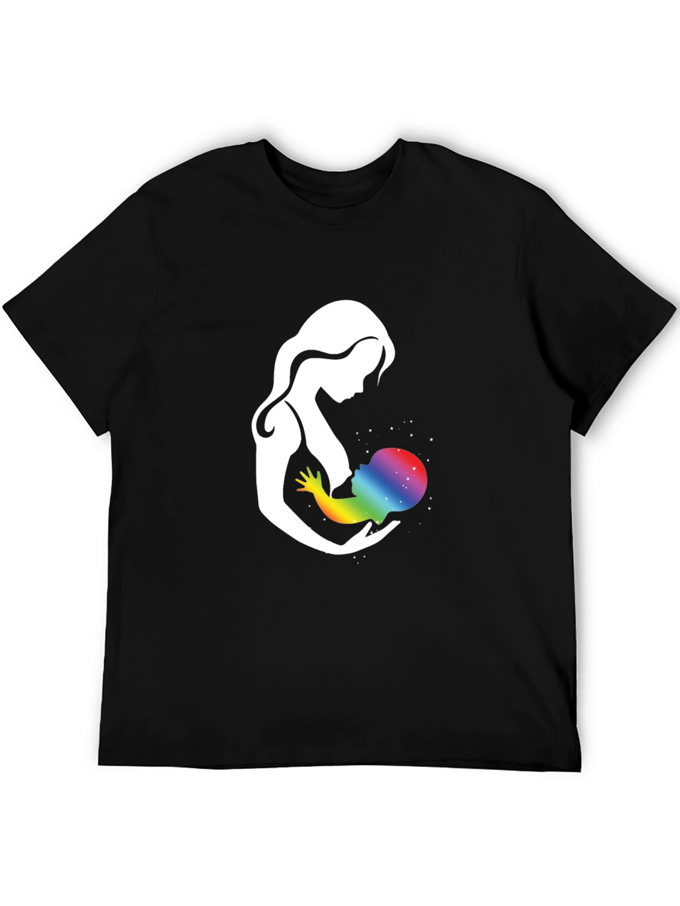 Black Mother & Child Rainbow Galaxy Graphic T-Shirt view 5