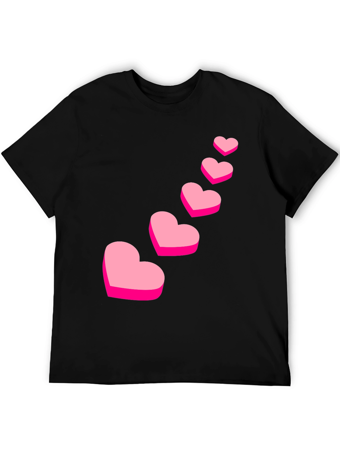 Love Heart Graphic Black T-Shirt - 5