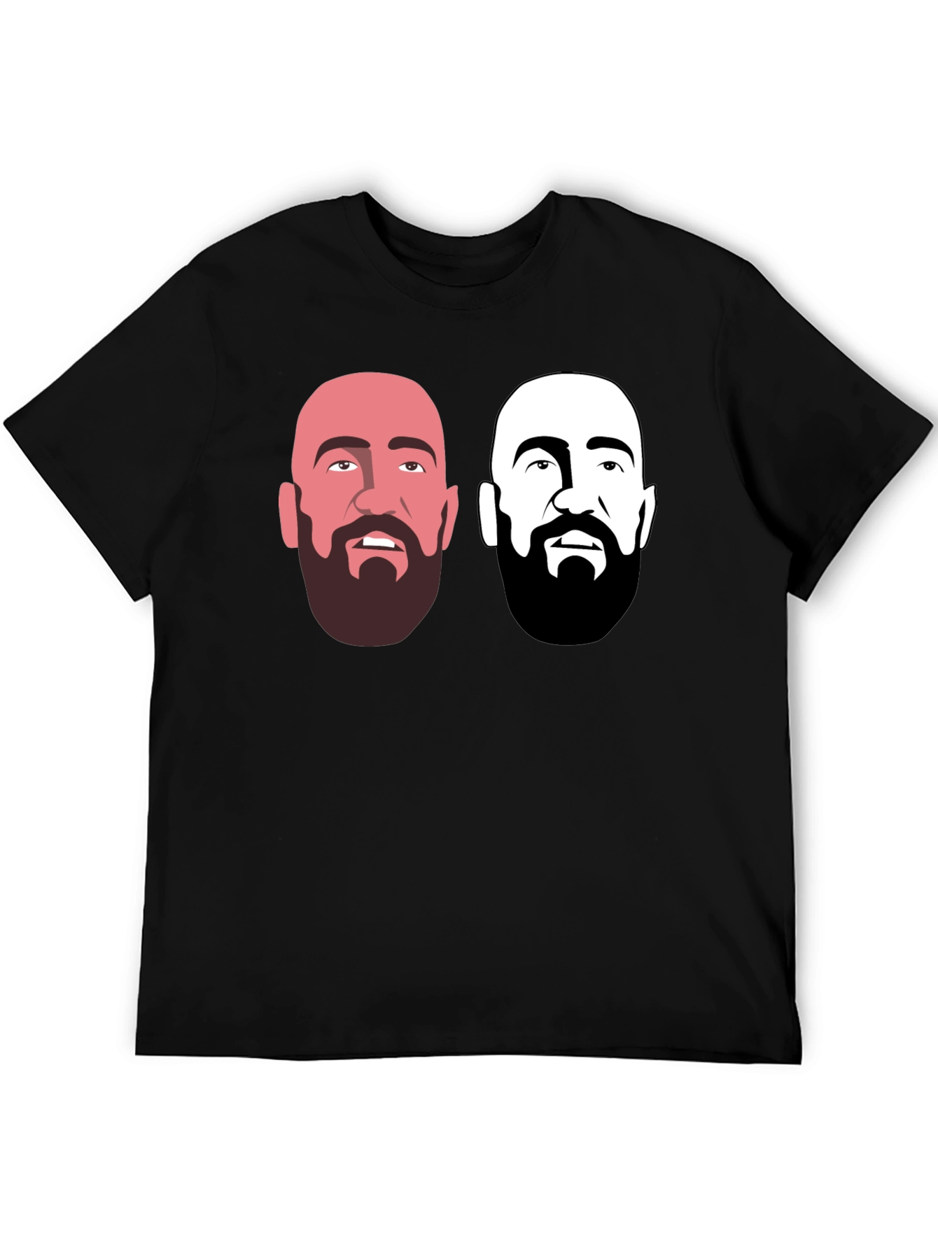 Black Men's Black Graphic T-Shirt - Bearded Faces Design view 5