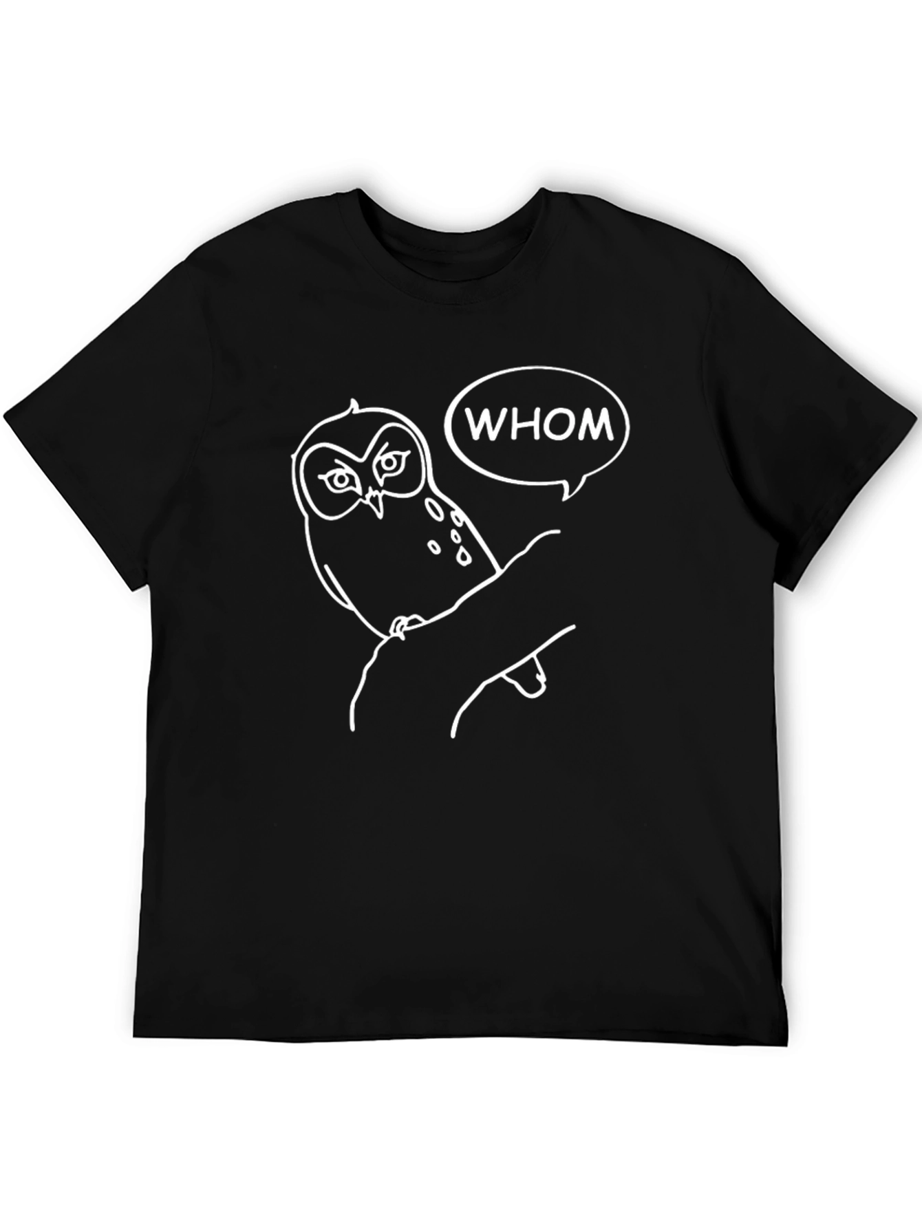 Black Whom Owl Graphic Tee - Quirky Black T-Shirt view 5