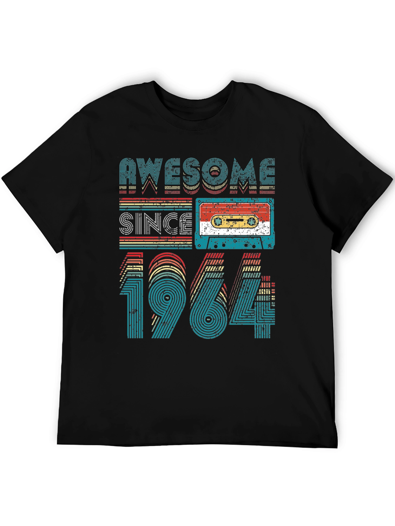 Black Awesome Since 1964 Cassette Tape Graphic Tee view 5