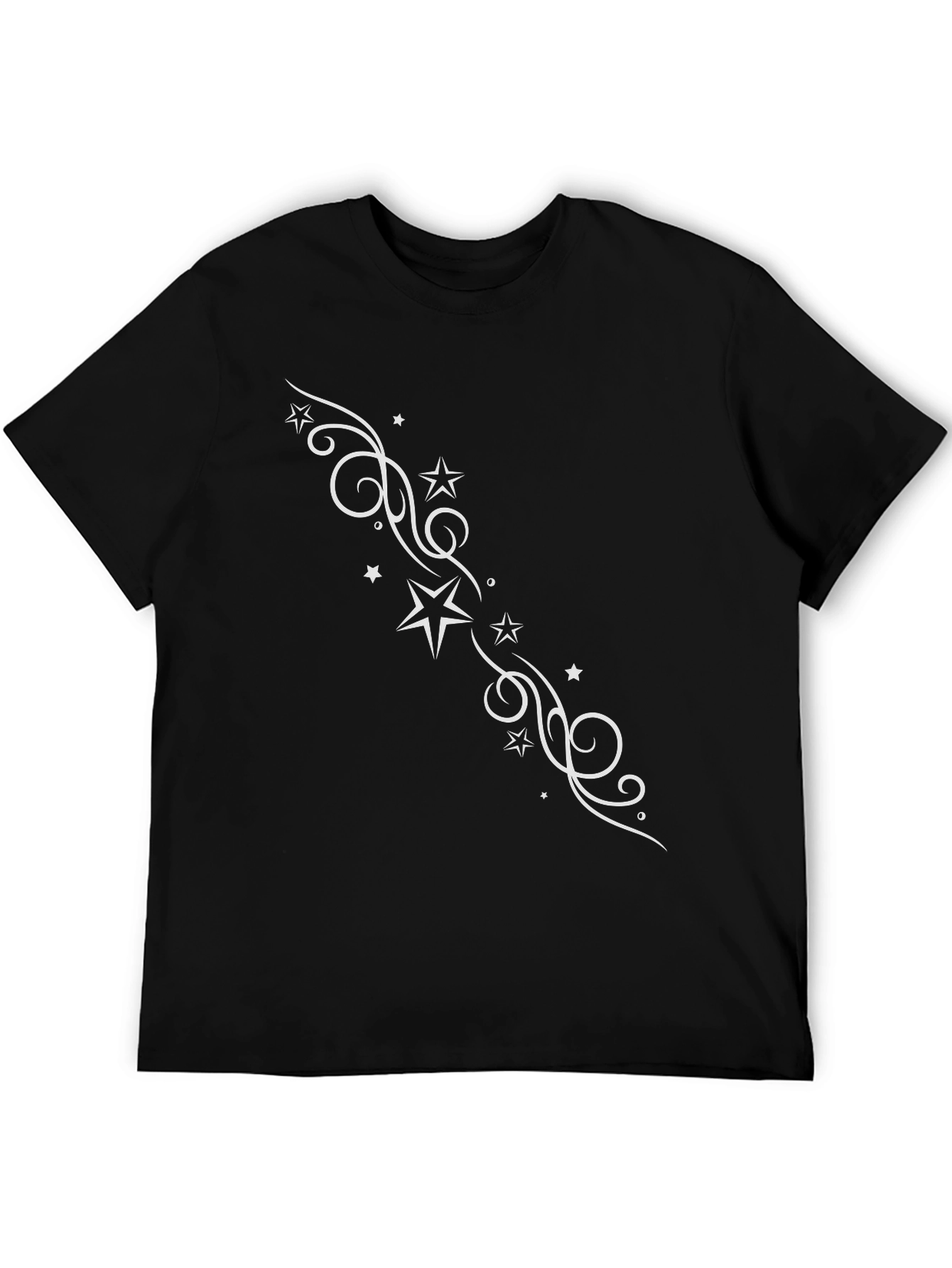Black Men's Black T-Shirt with Star Design view 5