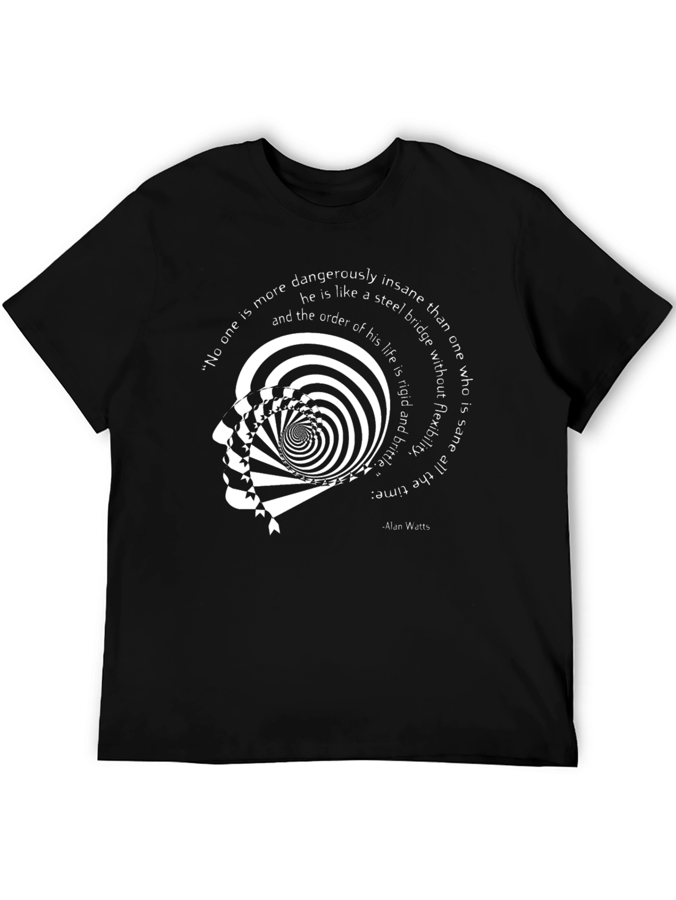 Black Abstract Alan Watts Quote T-Shirt view 5