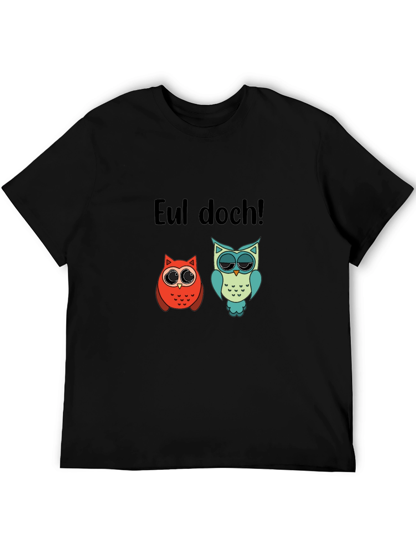 Black Eul doch! Funny Owl Graphic T-Shirt view 5