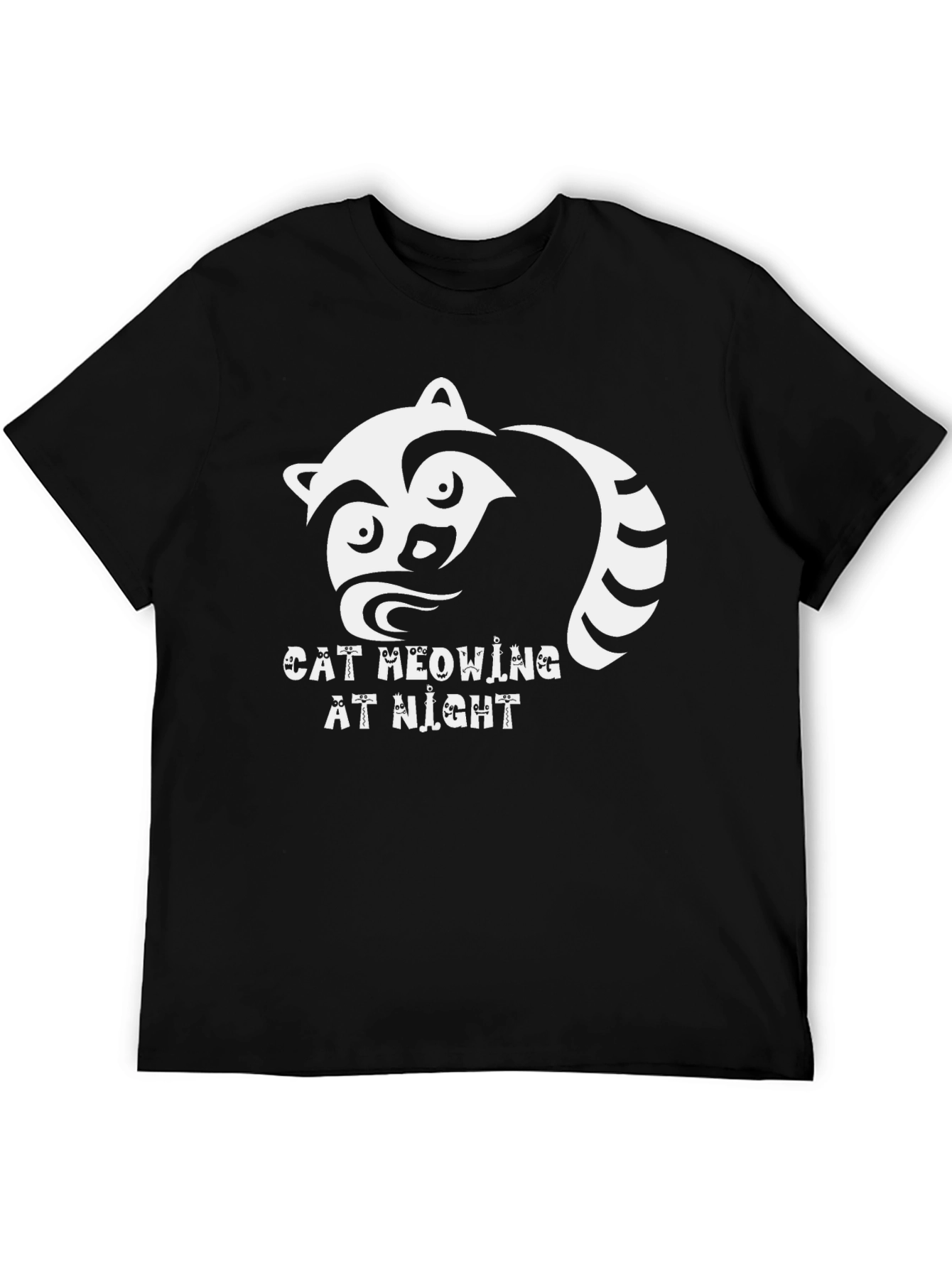 Black Cat Meowing at Night Graphic Tee view 5