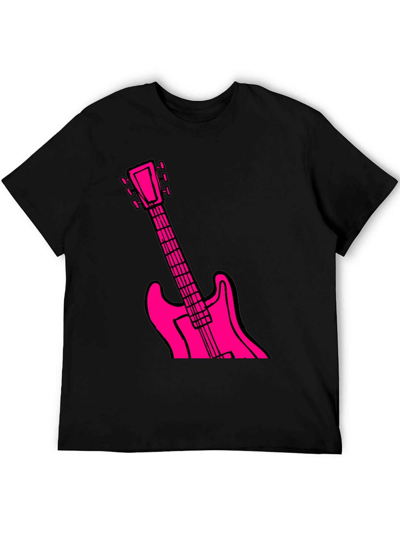 Black Black T-Shirt with Pink Guitar Graphic view 5