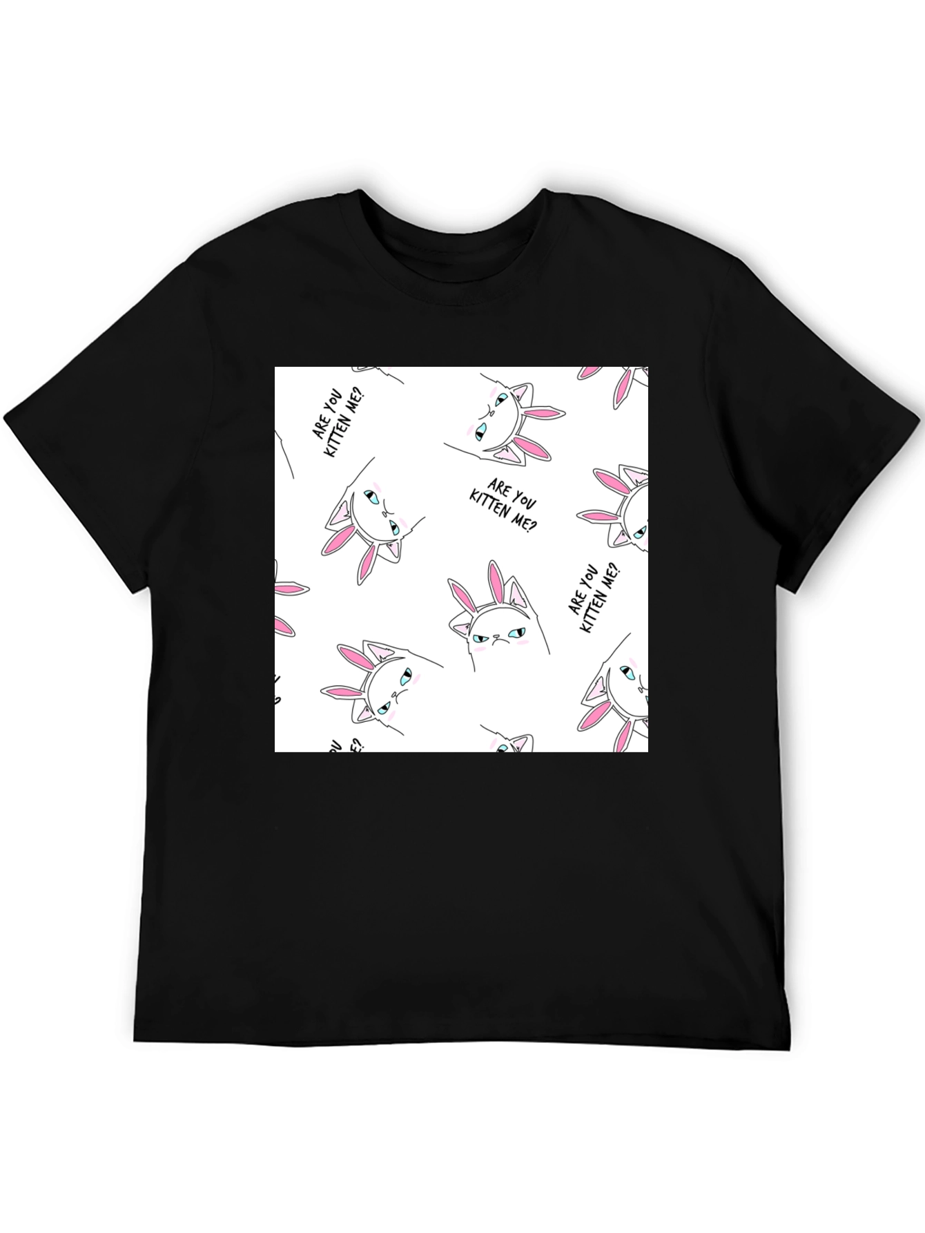 Black Funny Cat T-Shirt - Are You Kitten Me? view 5