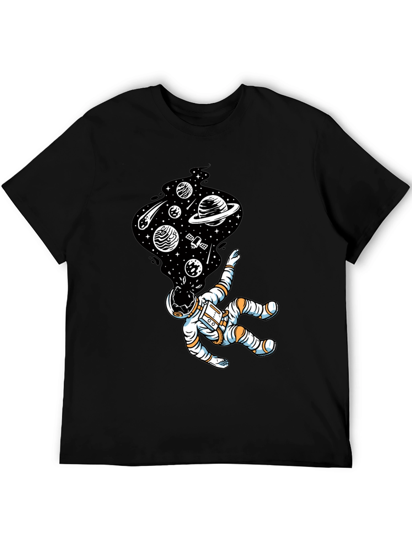 Black Astronaut Space Dream T-Shirt - Black Graphic Tee view 5