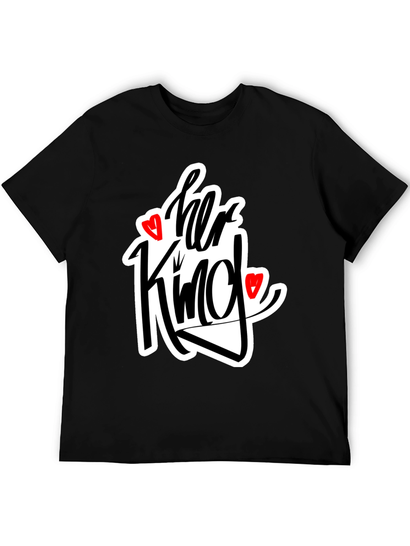 Black Her King Matching Graphic Tee Shirt view 5