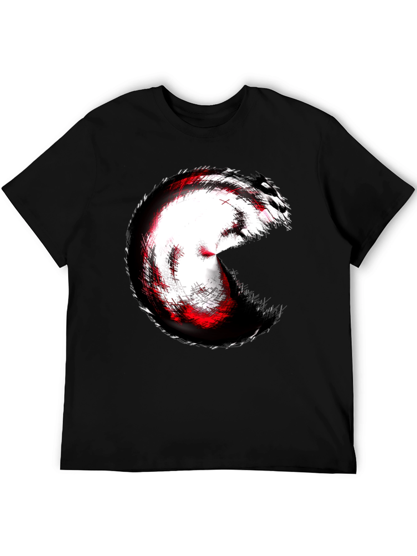 Black Abstract Circle Graphic Tee - Black Cotton Blend view 5