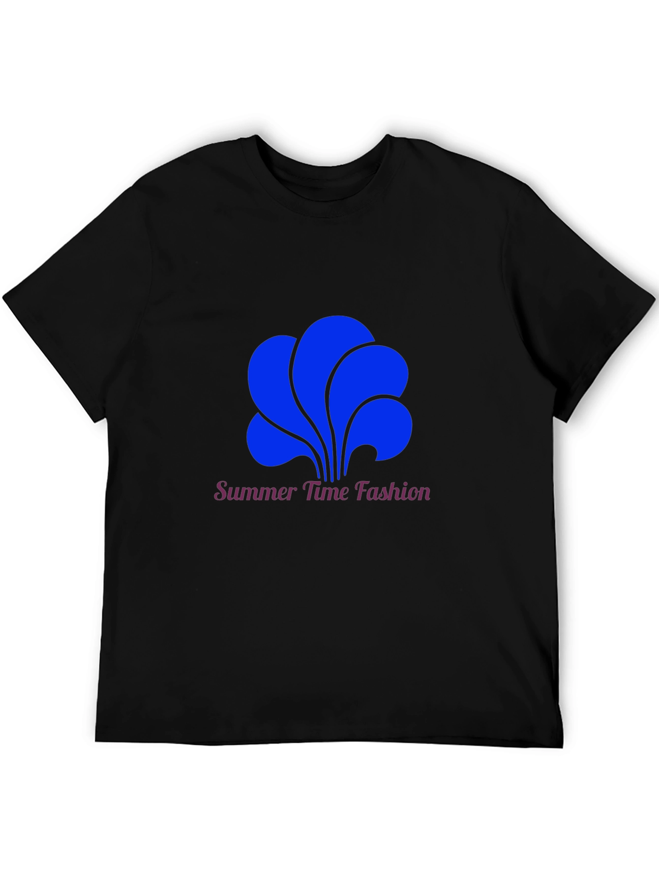 Black Summer Time Fashion Tee - Bold Blue Graphic view 5