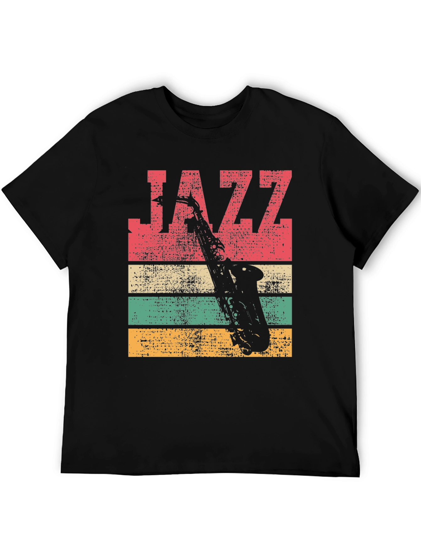 Black Vintage Jazz Saxophone T-Shirt view 5