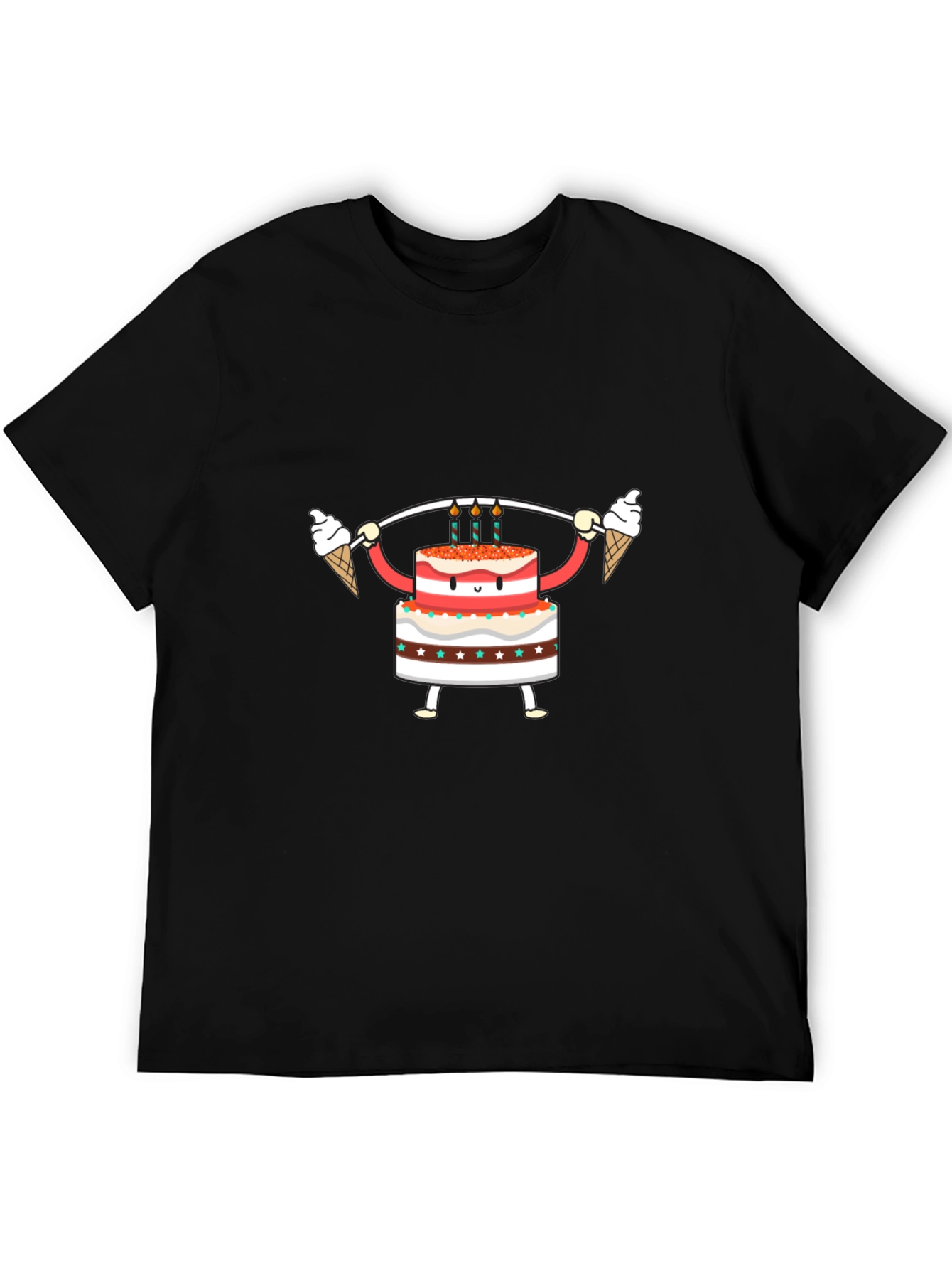 Black Cake Lifting Weights Graphic Tee view 5