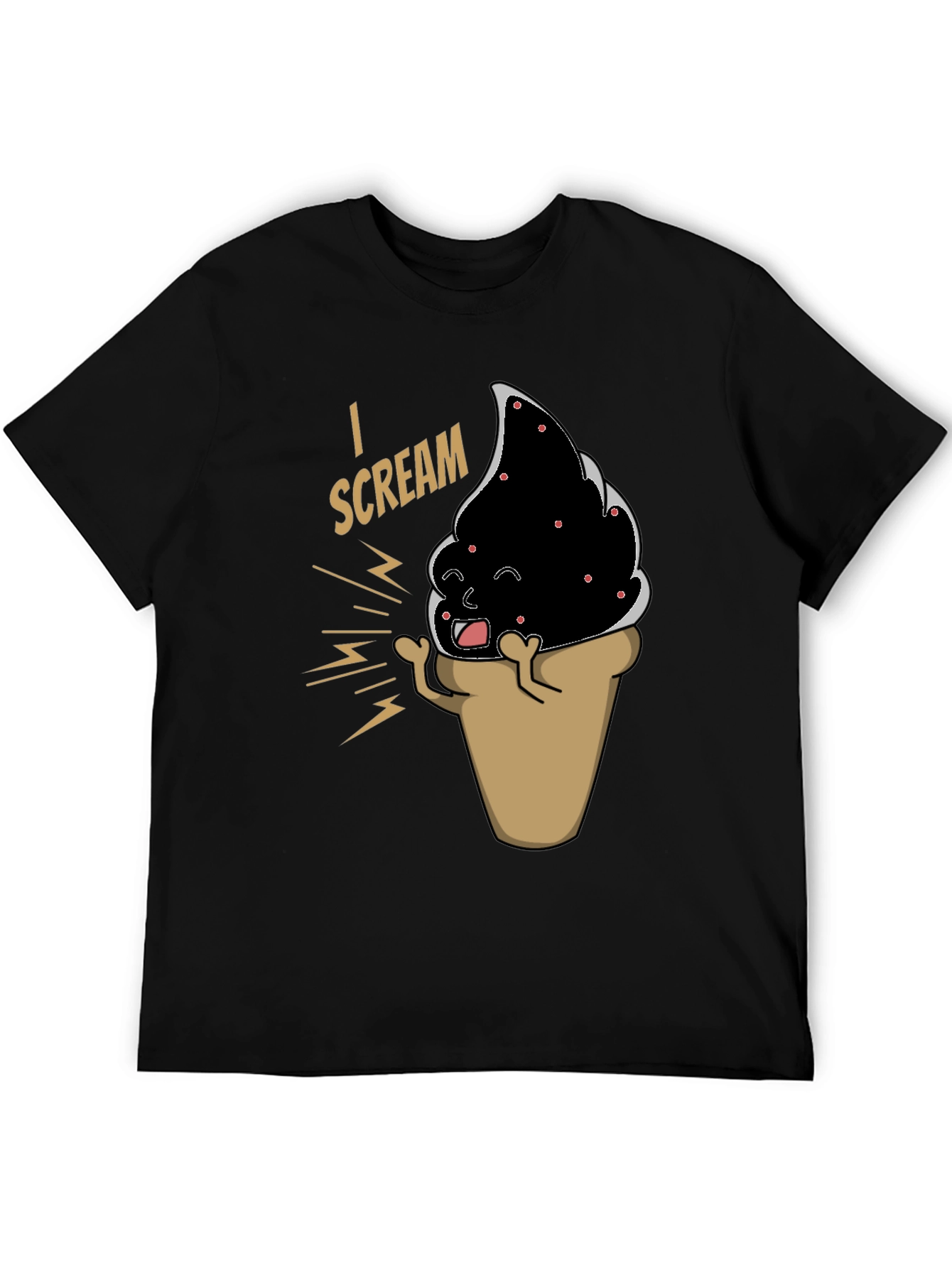 Black I Scream T-Shirt - Funny Ice Cream Cone Graphic Tee view 5