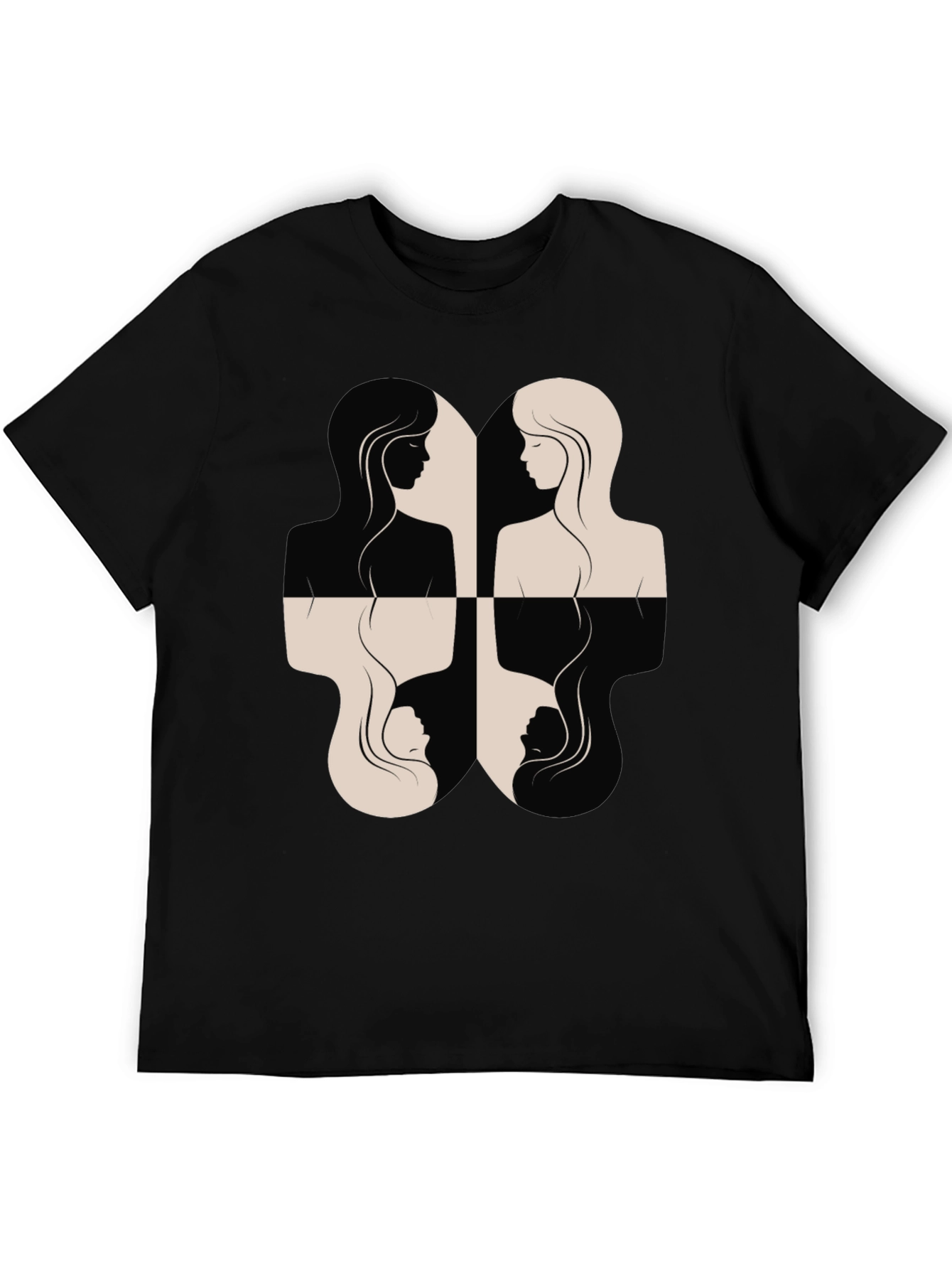 Black Yin Yang Women's Silhouette Graphic Tee - Black view 5