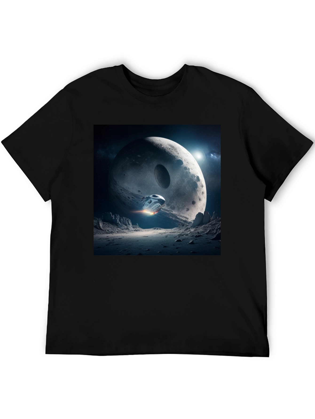 Black Sci-Fi Moon Landing Graphic Tee view 5