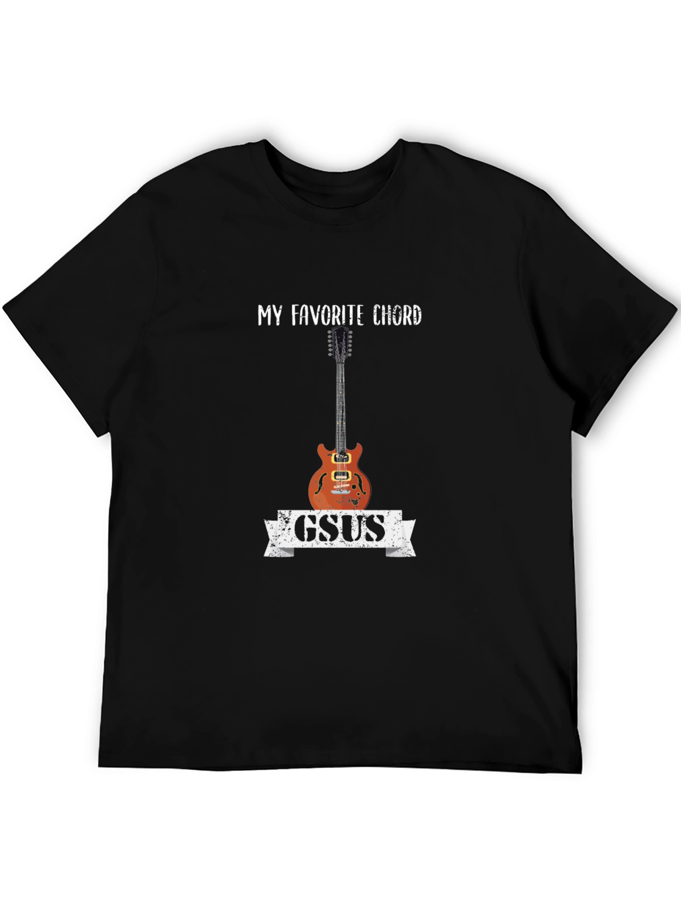 Black GSUS Guitar Chord T-Shirt - Musician Tee view 5