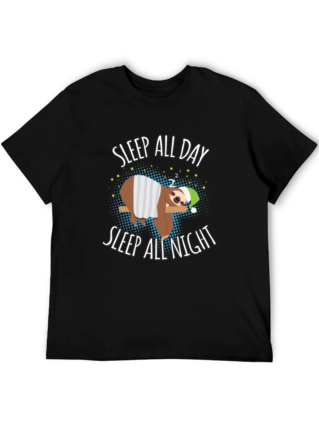 Black Sleep All Day Sloth Graphic T-Shirt view 5