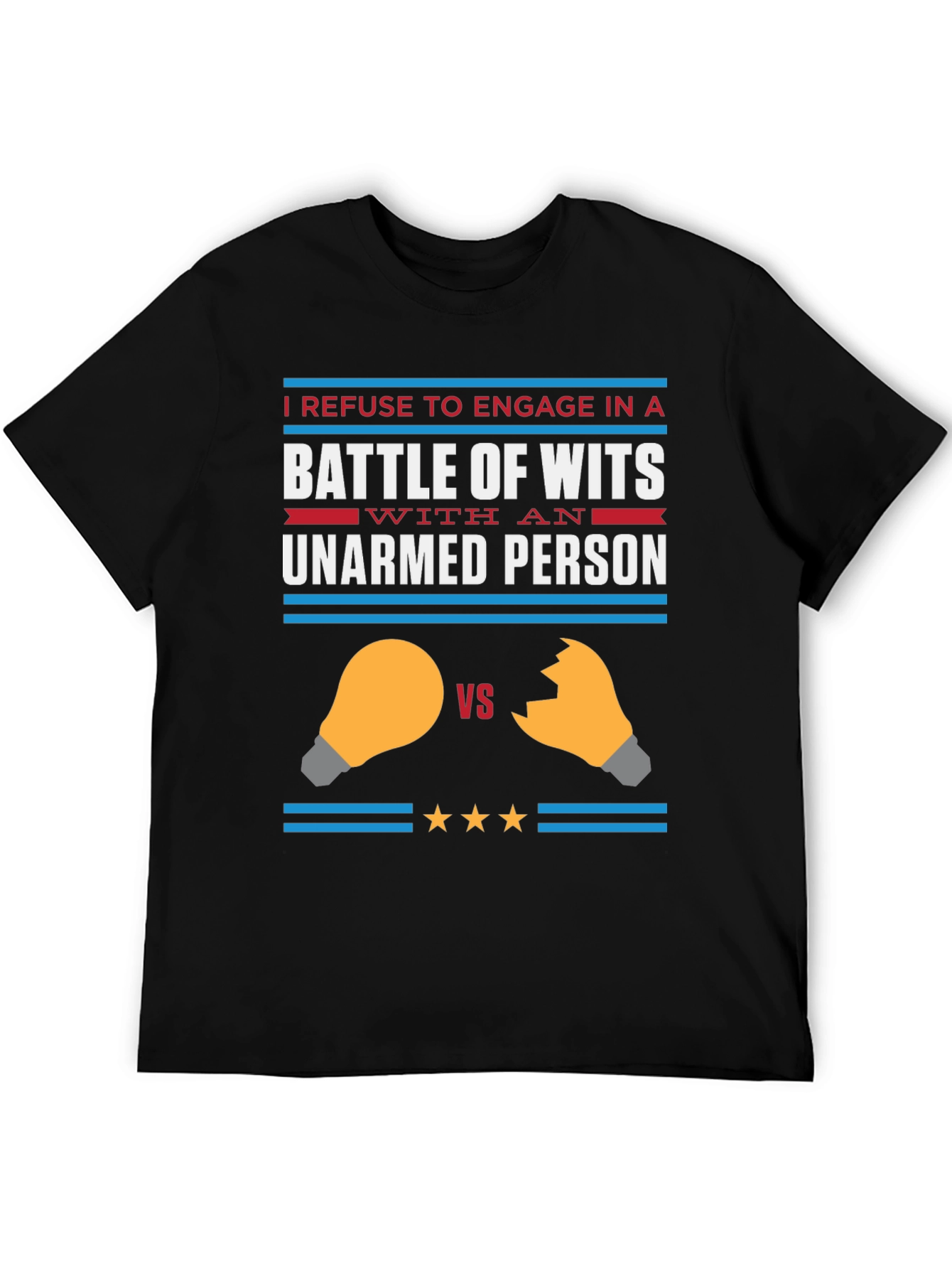 Black Humorous "Battle of Wits" Graphic Tee view 5
