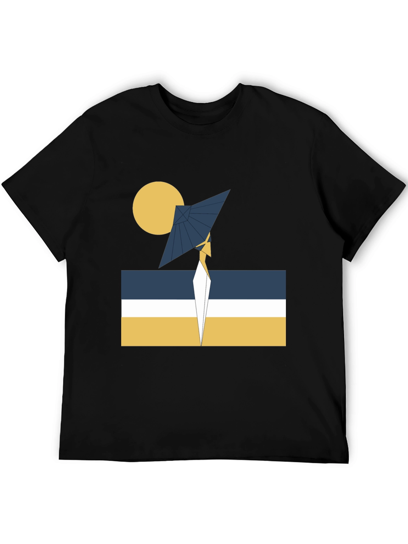 Black Abstract Geometric Graphic Tee - Modern Design view 5