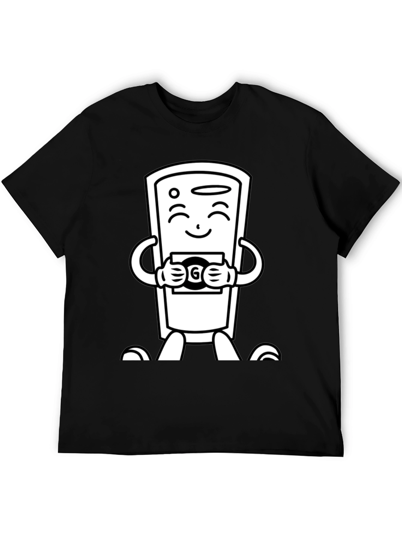 Black Cartoon Remote Black T-Shirt view 5