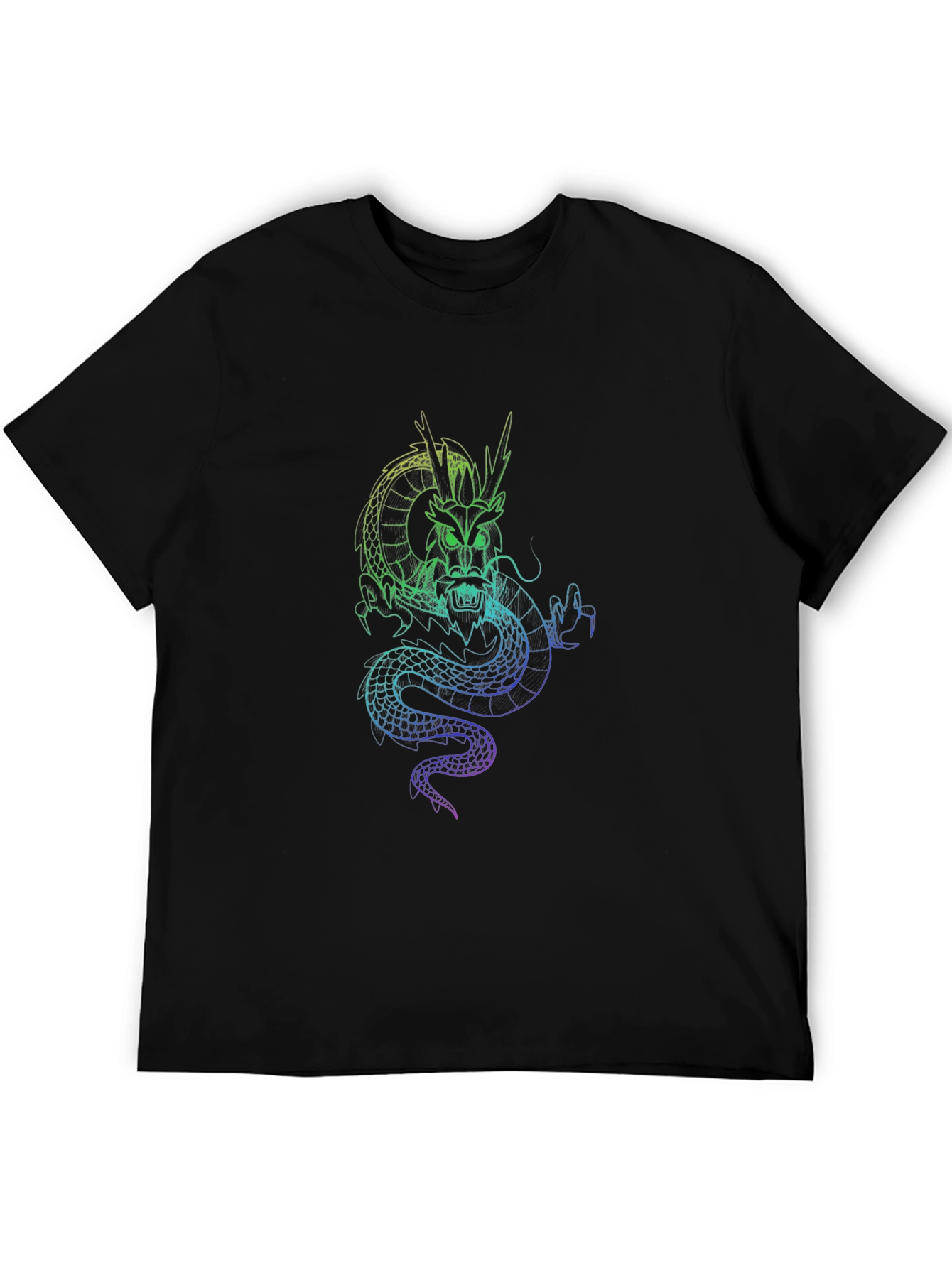Black Dragon Graphic Black T-Shirt - Unique Neon Design view 5