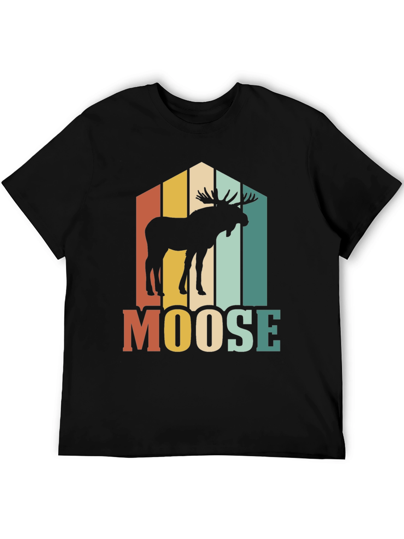 Black Retro Moose Graphic T-Shirt view 5
