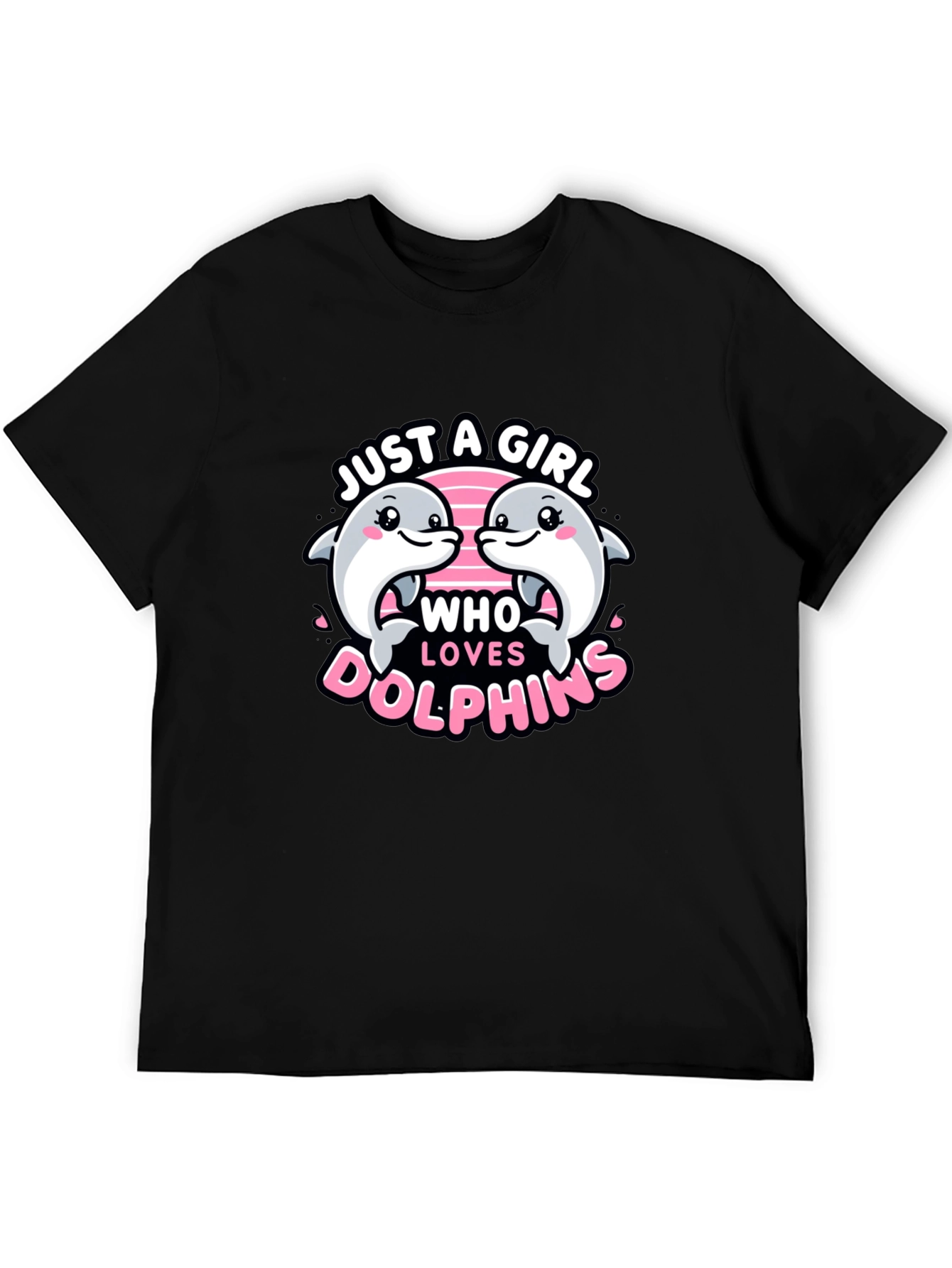 Black Just a Girl Who Loves Dolphins T-Shirt view 5