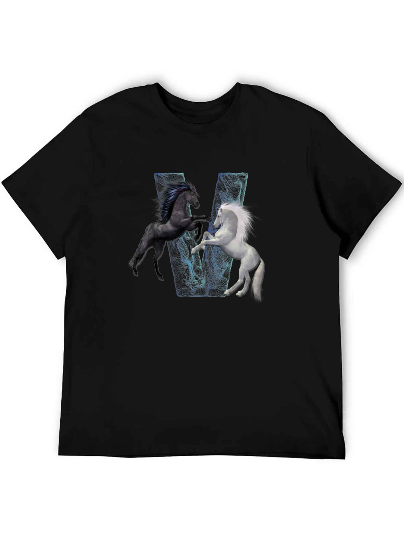 Black Black T-Shirt with Horse Design view 5
