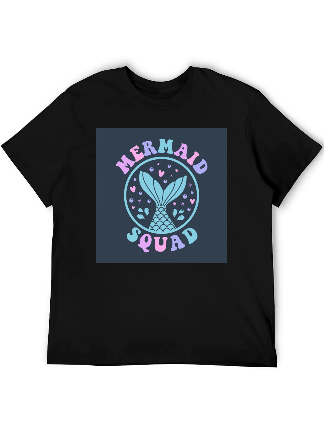 Black Mermaid Squad Graphic Tee - Black Cotton Blend view 5