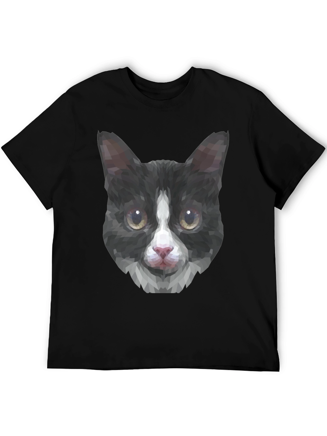 Black Geometric Cat Tee - Modern Graphic T-Shirt view 5