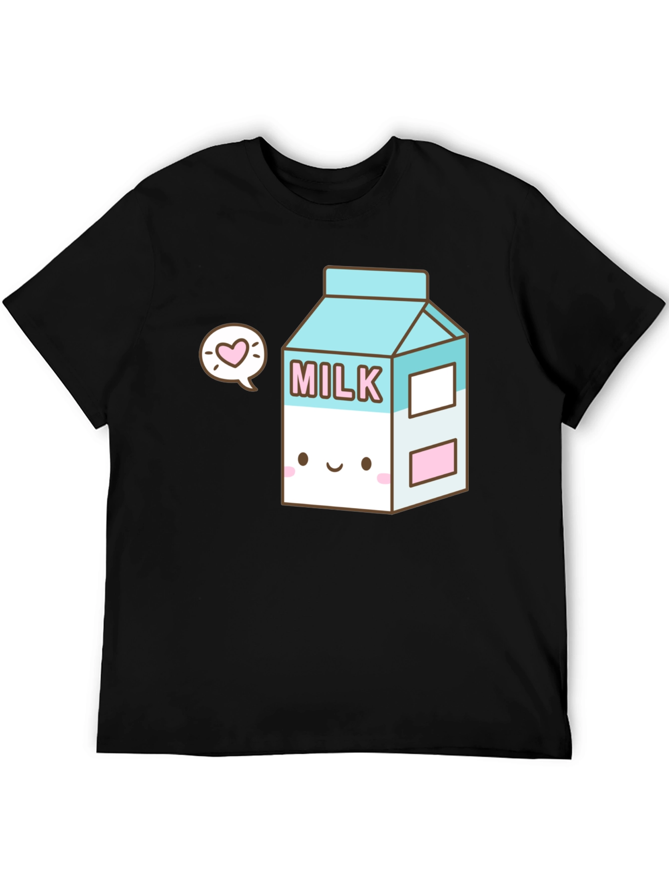 Black Kawaii Milk Carton T-Shirt - Cute & Unique Design view 5