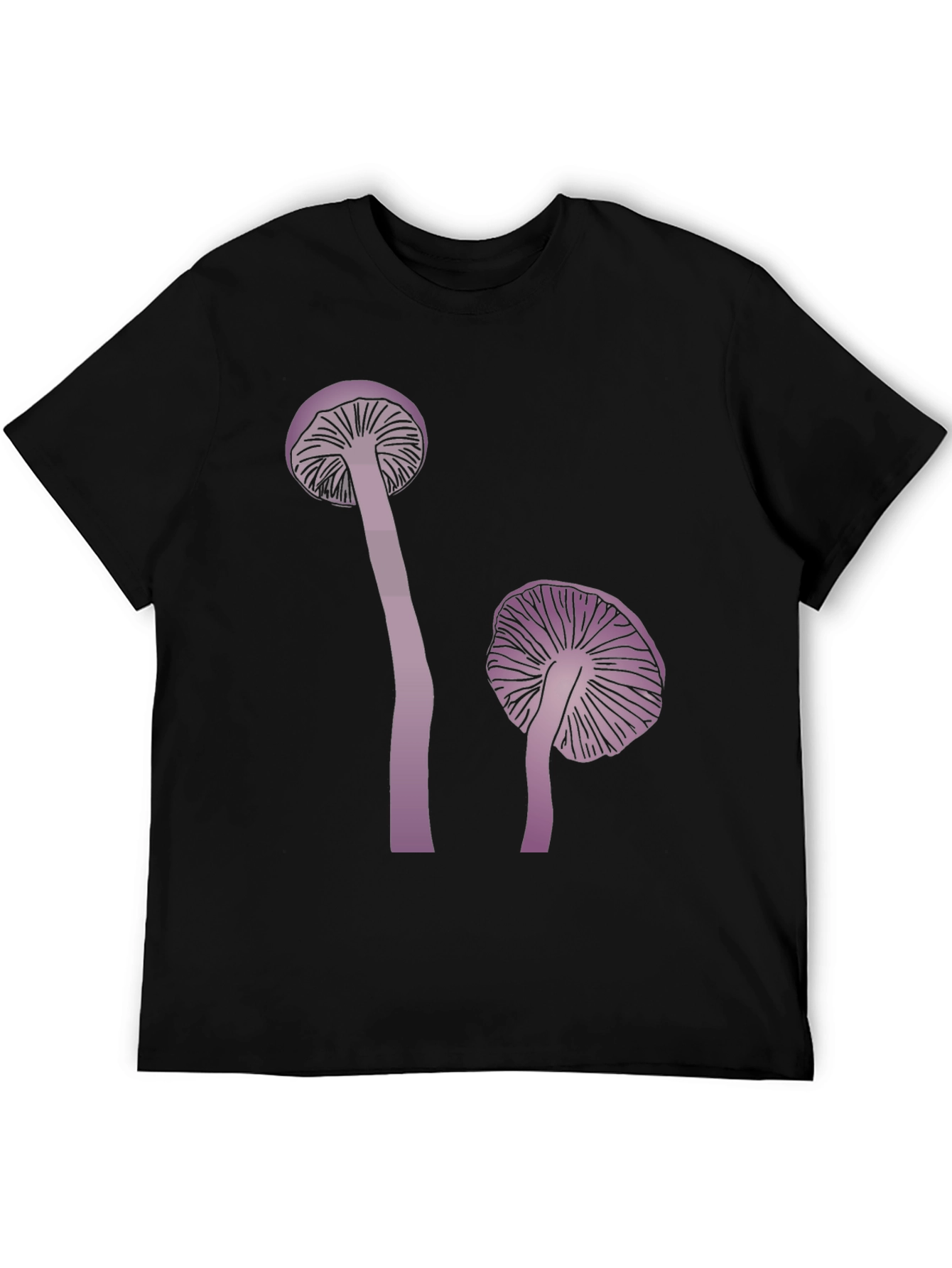 Black Mushroom Print Tee - Black Cotton Blend view 5