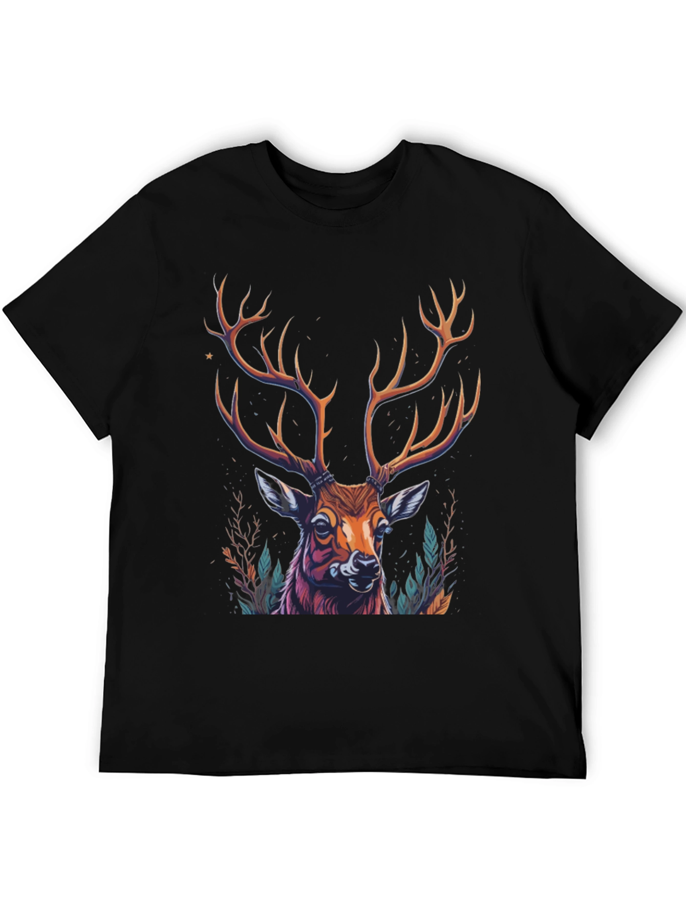 Black Majestic Deer Graphic Tee - Men's Black T-Shirt view 5