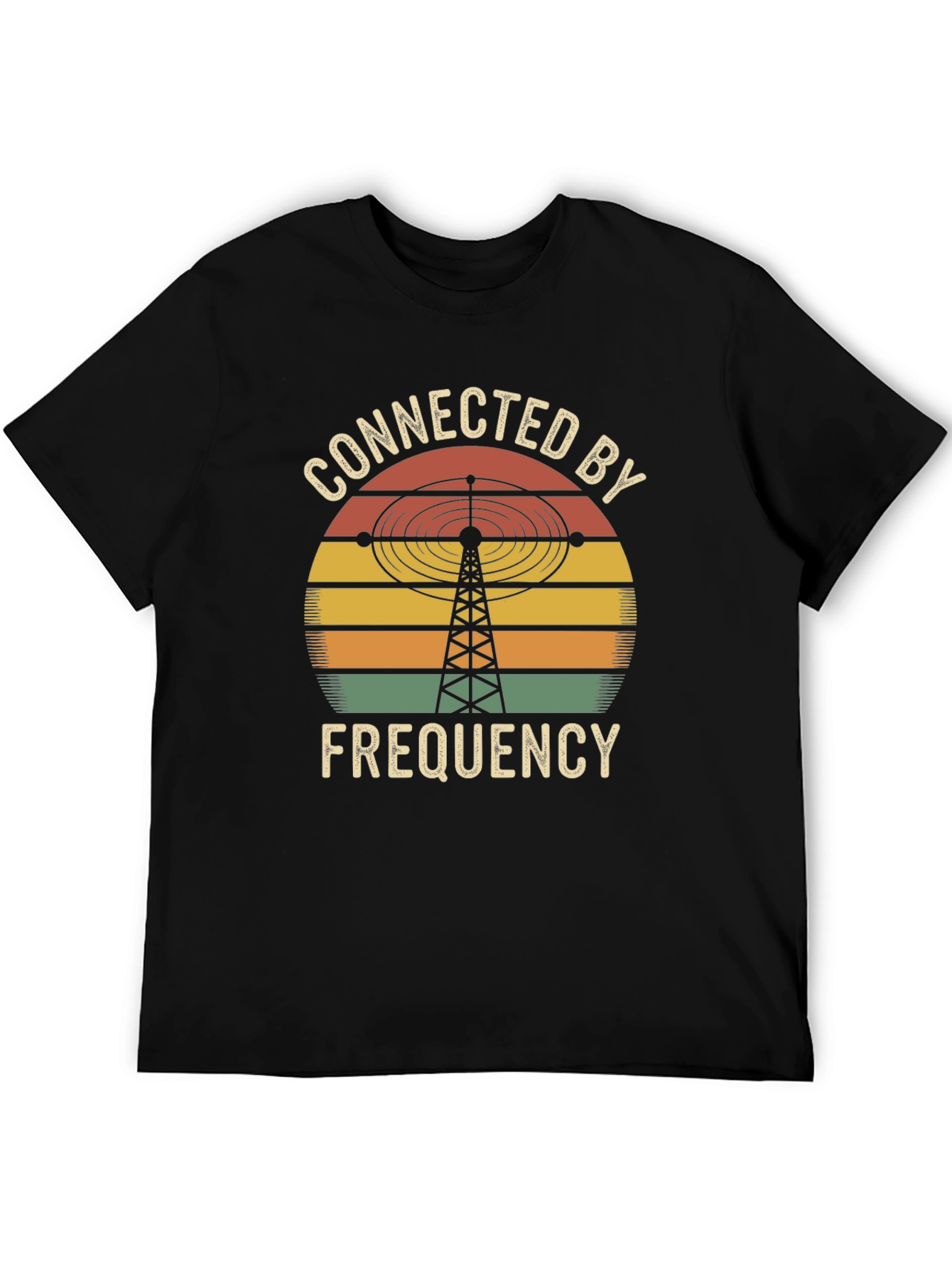 Black Connected by Frequency Retro T-Shirt view 5