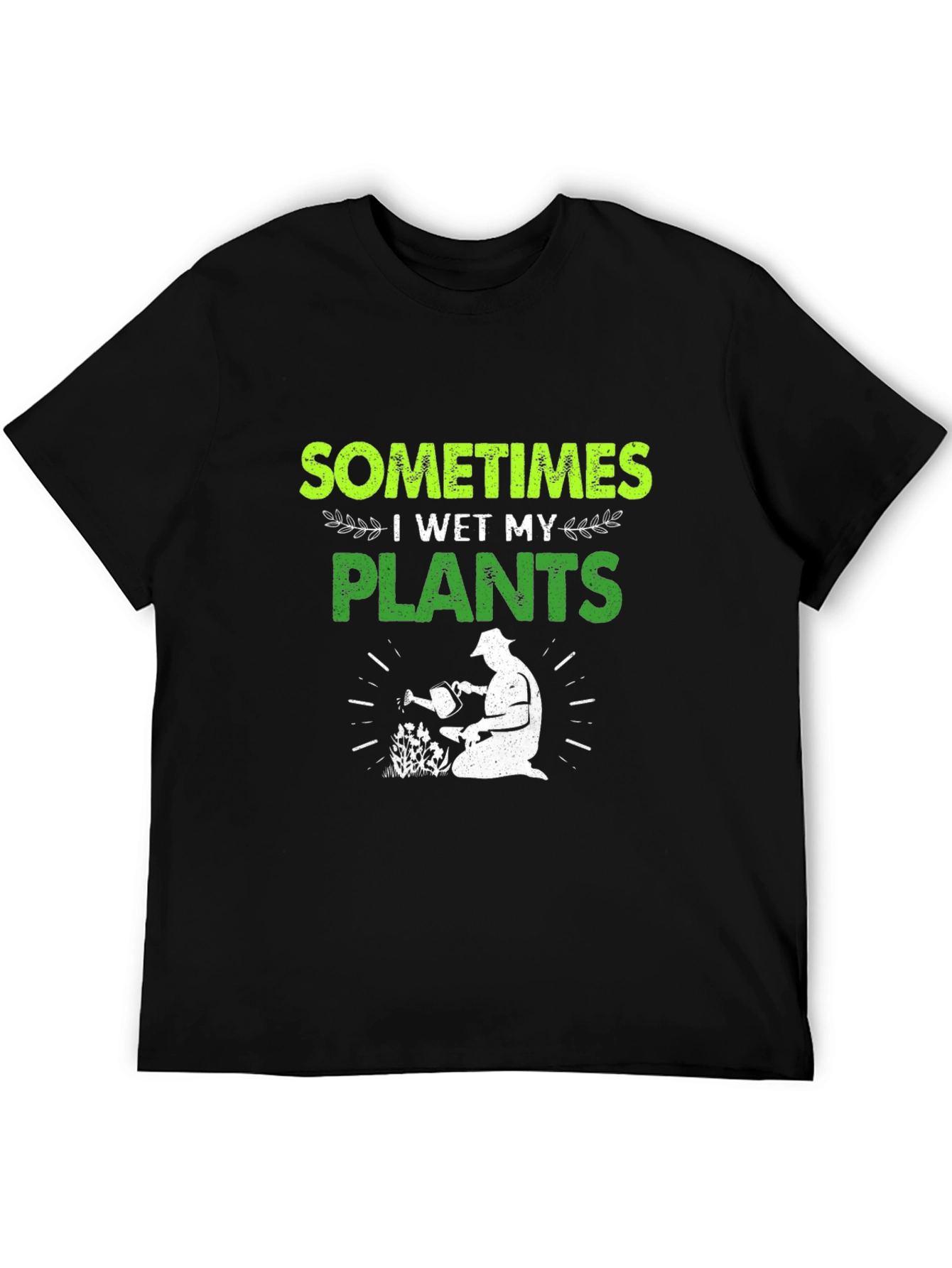 Black Funny Gardener T-Shirt - I Wet My Plants Tee view 5