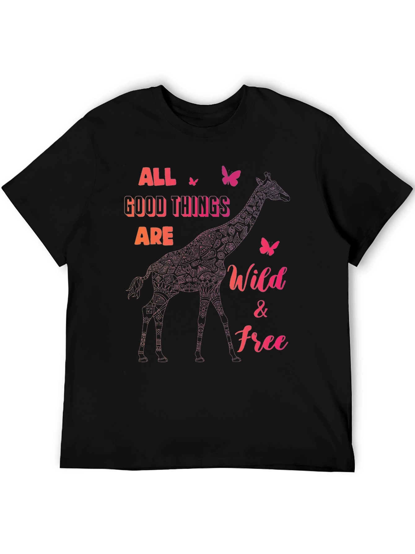Black Wild and Free Giraffe Graphic Tee view 5