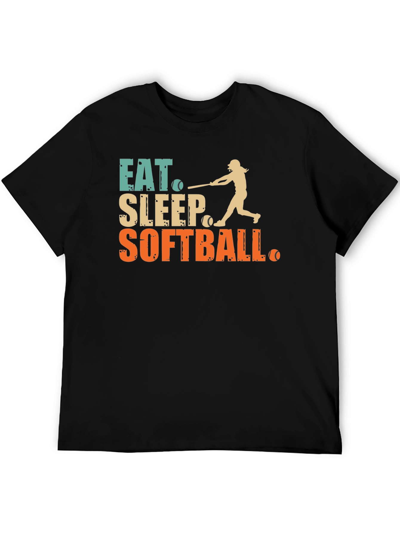 Black Eat Sleep Softball Graphic Tee view 5