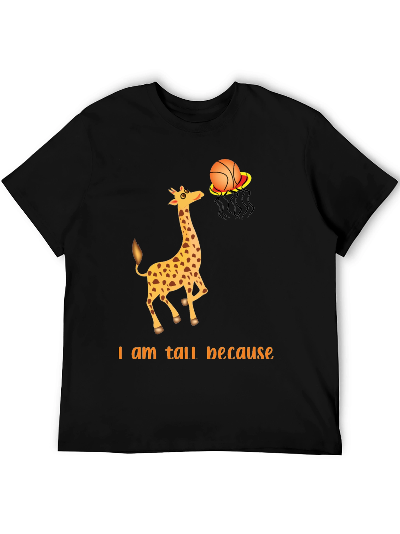 Black Tall Giraffe Basketball T-Shirt view 5