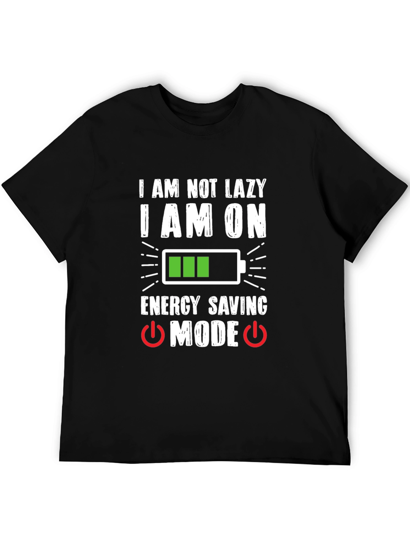 Black Funny "Energy Saving Mode" Graphic T-Shirt view 5