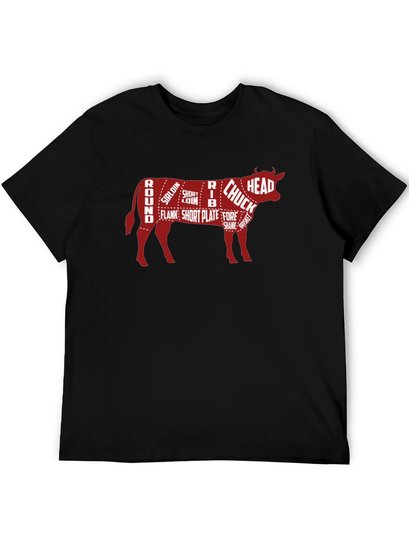 Black Beef Cuts Butcher Chart Graphic T-Shirt view 5