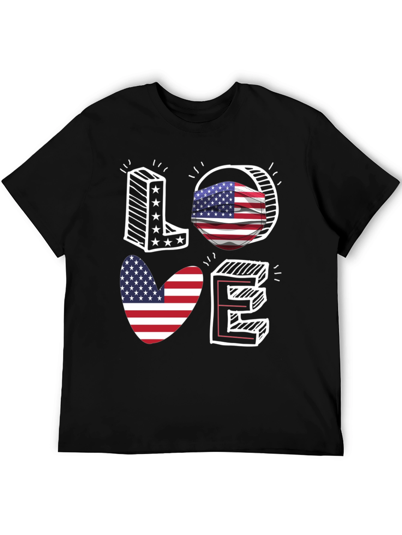Patriotic LOVE T-Shirt: USA Flag Design - 5