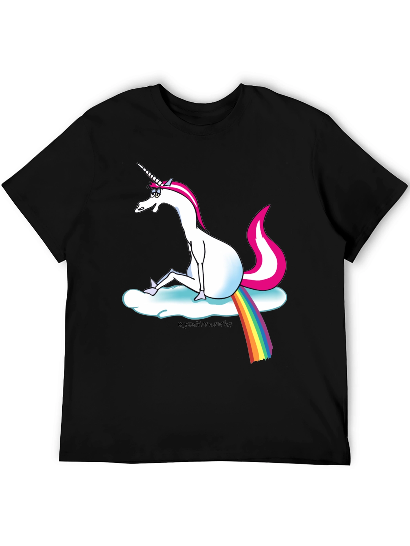Black Unicorn Rainbow Cloud Graphic T-Shirt view 5
