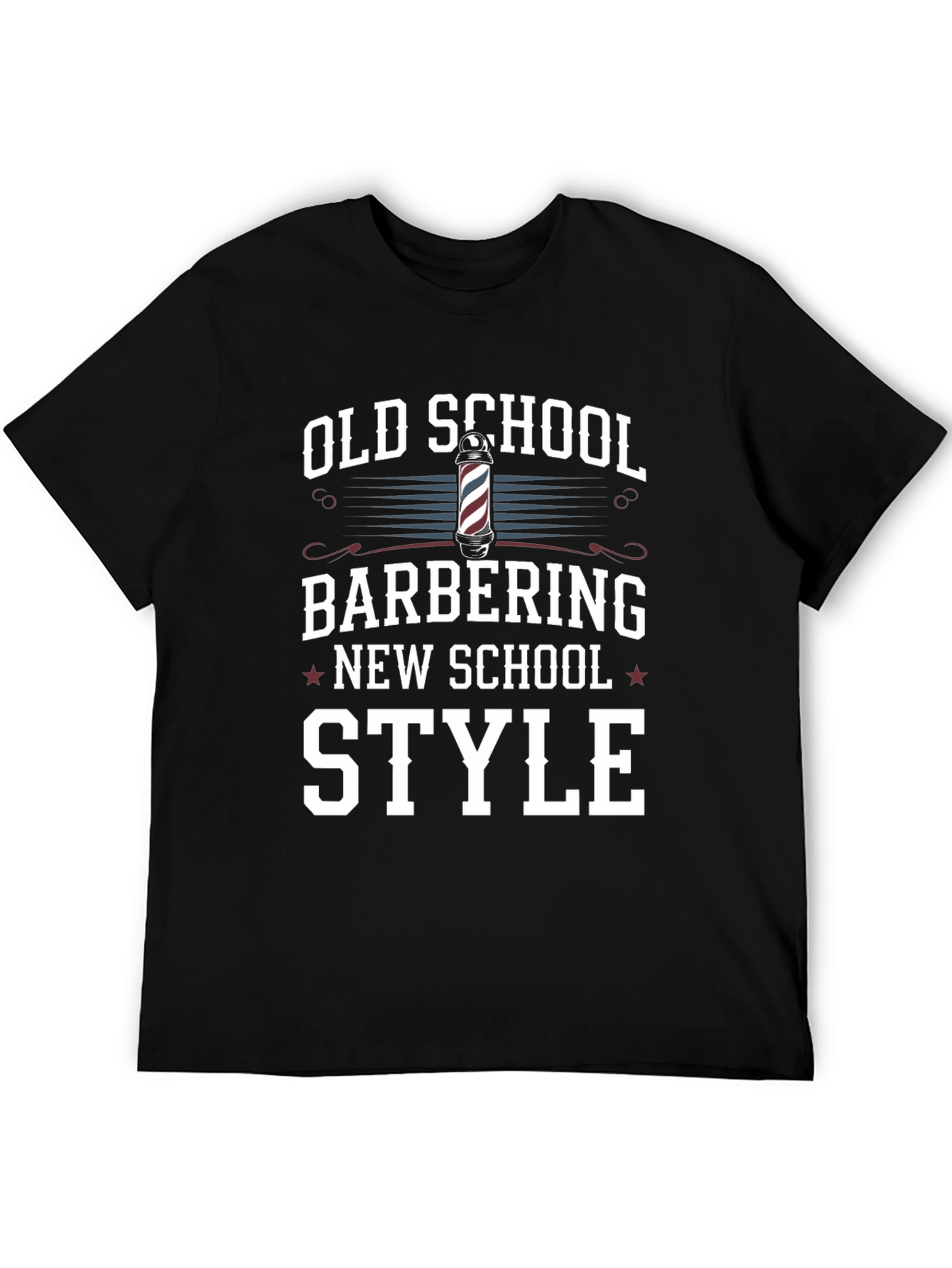 Black Old School Barbering Style Graphic T-Shirt view 5