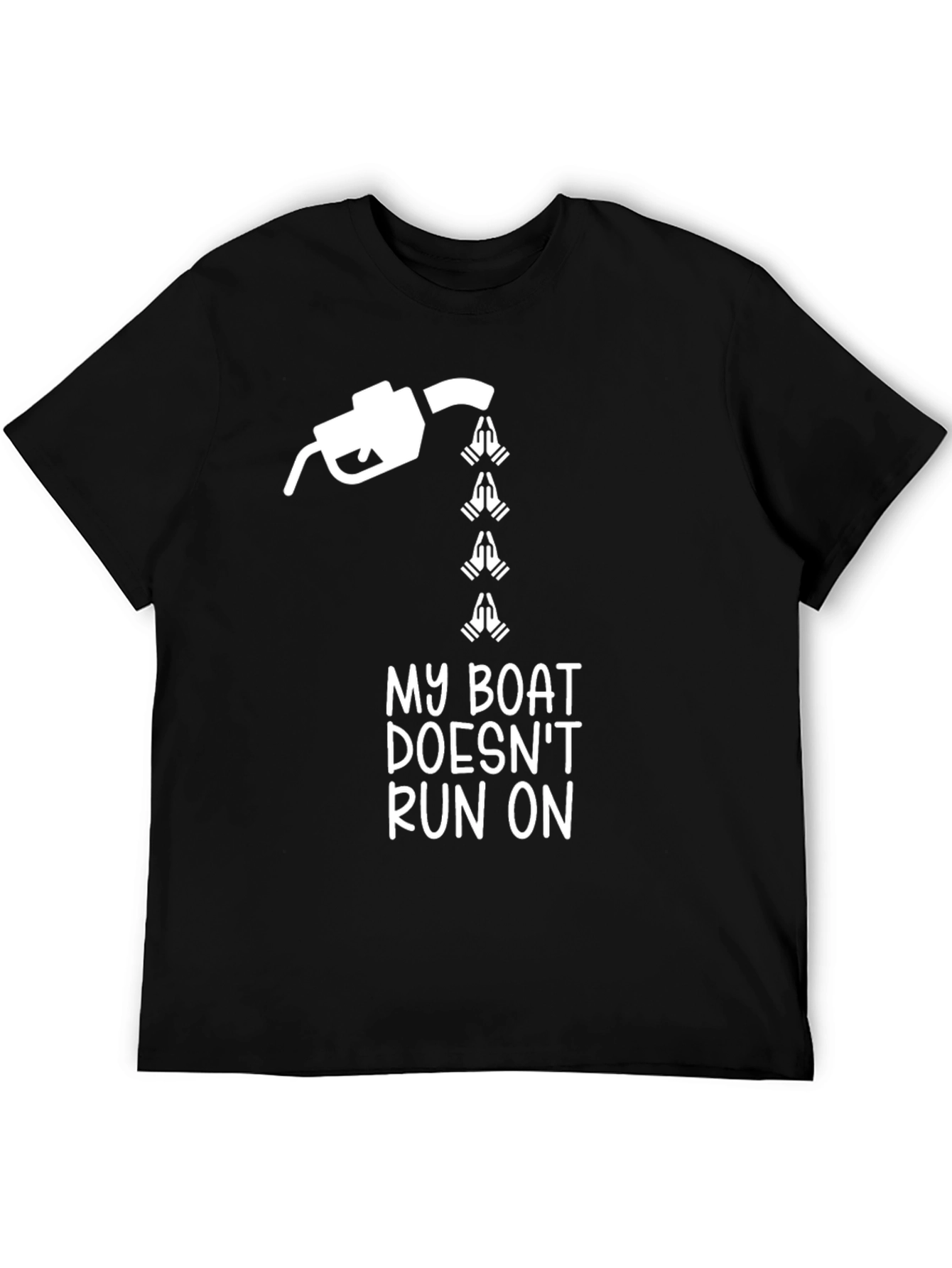 Black Funny Boating T-Shirt - My Boat Doesn't Run on Prayers view 5