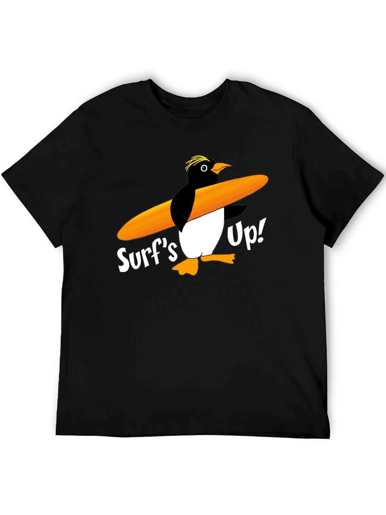 Black Surf's Up Penguin Graphic Tee - Black Cotton T-Shirt view 5