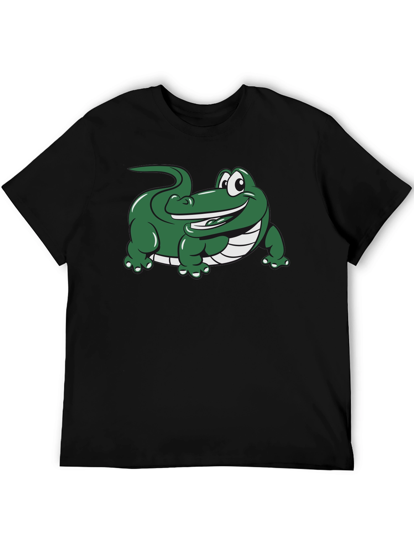 Black Cartoon Alligator Graphic Black T-Shirt view 5