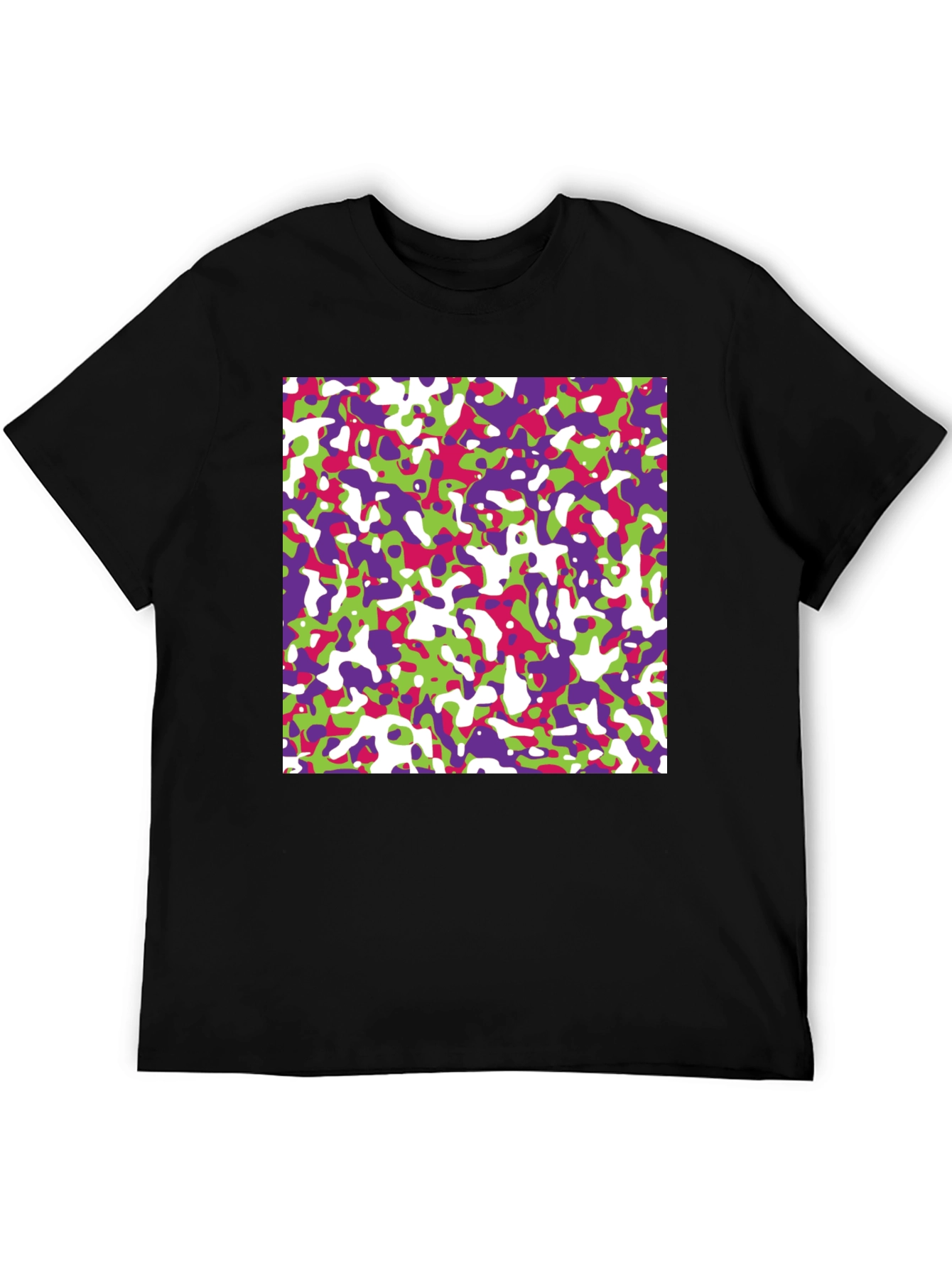 Black Abstract Camo Print Black T-Shirt view 5